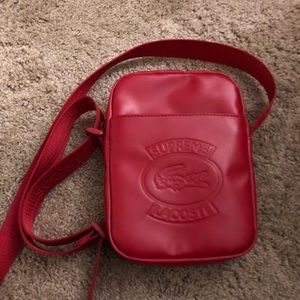 Supreme Lacoste red shoulder bag